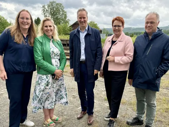 Bilde av ordførere og representanter fra departement og BaneNor.