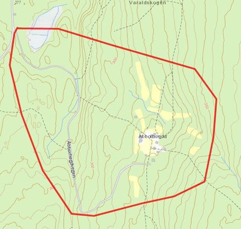 Kartutsnitt over Abborhøgda.