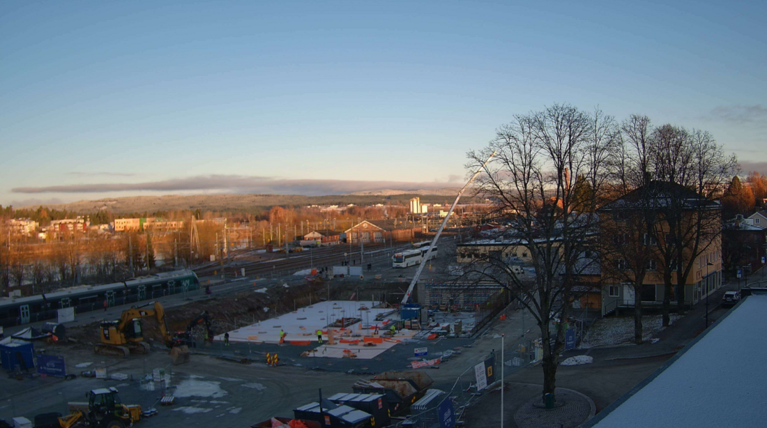 Bilde over byggeplassen på Kongsvinger stasjon.