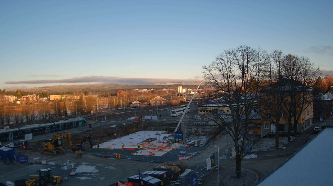 Byggekamera.no Bilde over byggeplassen på Kongsvinger stasjon.