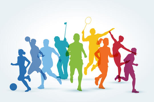 Illustrasjon av ulike typer idretter.